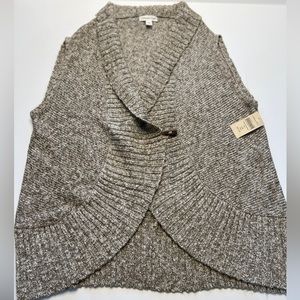 NWT Coldwater Creek Crescent Sweater Vest Oat Brown Sleeveless Toggle Fr…